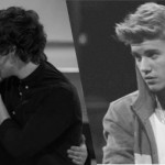 Harry Styles kissing his bff James Corden (left), Justin Bieber (right).
